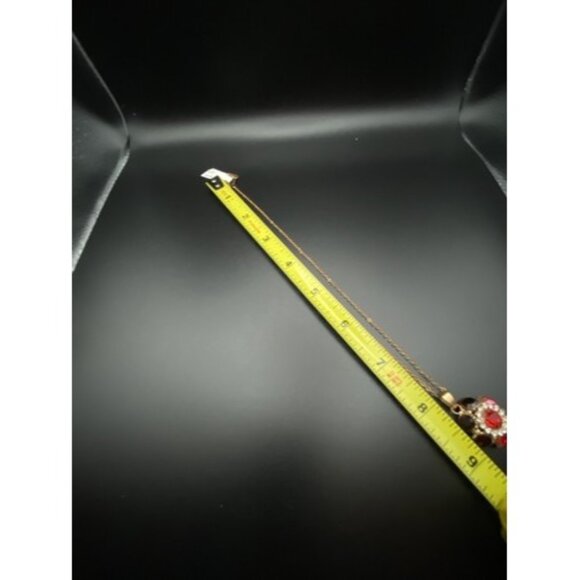 Multicolor Crystal Necklace & Earring Set Rhinestone 18K Gold Plated Pendant 16" - Picture 6 of 6